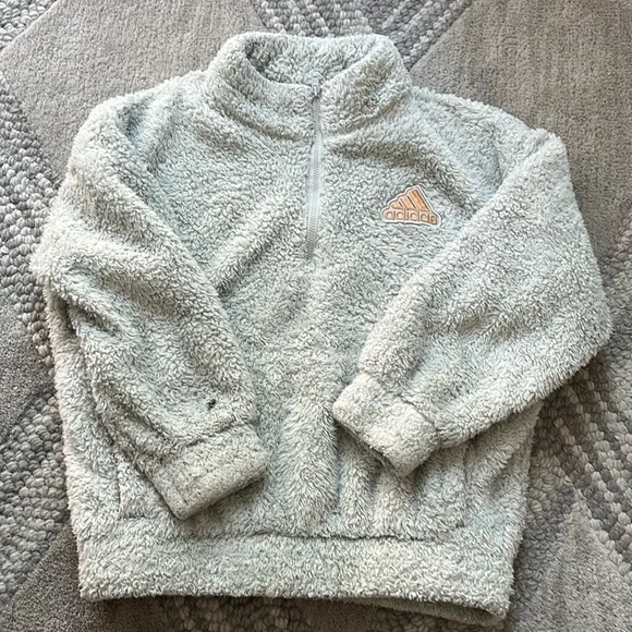 Adidas Girl Loose Fit Glitter Sherpa Pull Over - Picture 1 of 9